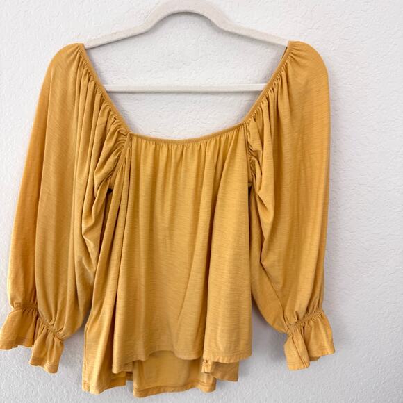 Nation LTD Womens Luca Peasant Top Size XL 100% Pima Cotton Flowy Boho Yellow - Picture 4 of 8